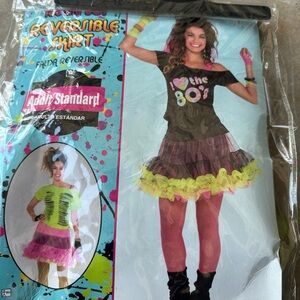 80s Costume - reversible skirt, 3 shirts, leggings, bangles, scrunchies, mesh